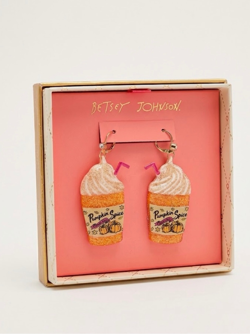 NWT ⚜️🧡⚜️ Betsey Johnson Pumpkin Spice Latte Drop Earrings